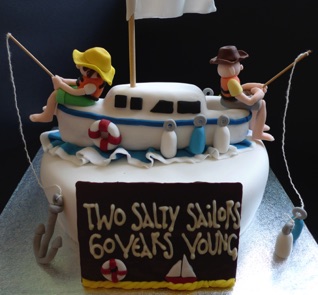 60th cake for two friends who share a boat